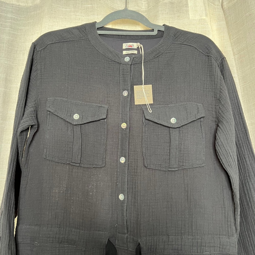 NWT Faherty Dream Cotton Gauze Jumpsuit Washed Black Organic Women's Size Small‎ - Picture 4 of 13